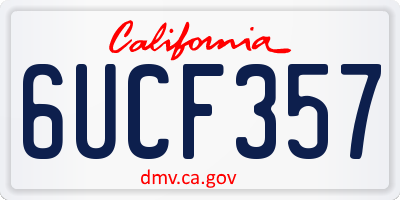CA license plate 6UCF357