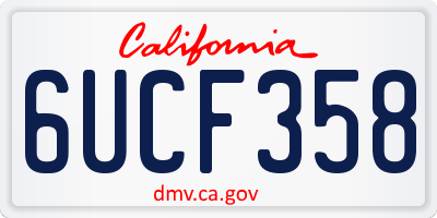 CA license plate 6UCF358