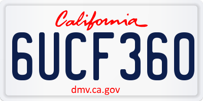 CA license plate 6UCF360
