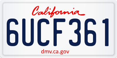 CA license plate 6UCF361