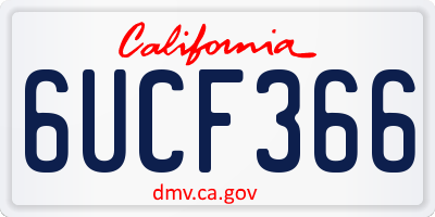 CA license plate 6UCF366