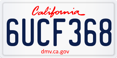 CA license plate 6UCF368