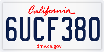 CA license plate 6UCF380