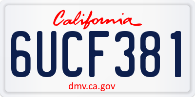 CA license plate 6UCF381