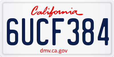 CA license plate 6UCF384