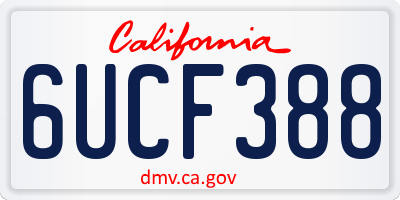 CA license plate 6UCF388