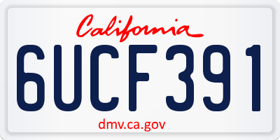 CA license plate 6UCF391