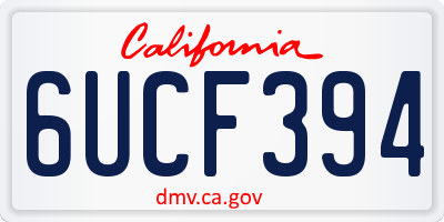 CA license plate 6UCF394