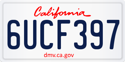 CA license plate 6UCF397