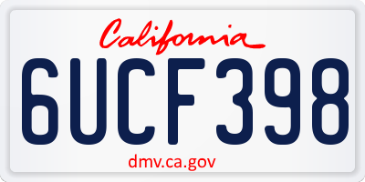 CA license plate 6UCF398