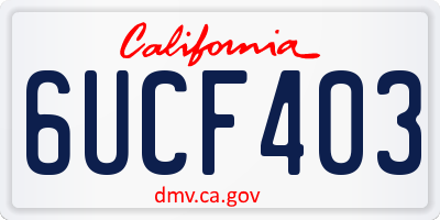 CA license plate 6UCF403