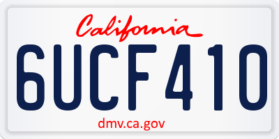 CA license plate 6UCF410