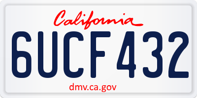CA license plate 6UCF432