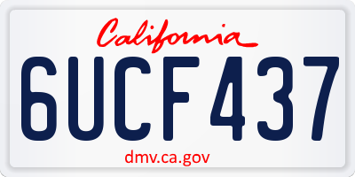 CA license plate 6UCF437
