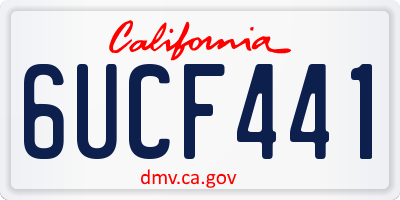 CA license plate 6UCF441