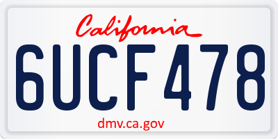 CA license plate 6UCF478