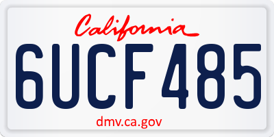CA license plate 6UCF485