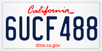 CA license plate 6UCF488