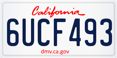 CA license plate 6UCF493