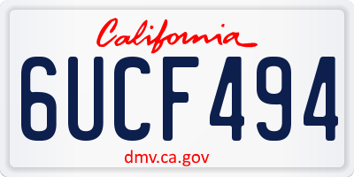 CA license plate 6UCF494