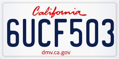 CA license plate 6UCF503