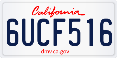 CA license plate 6UCF516