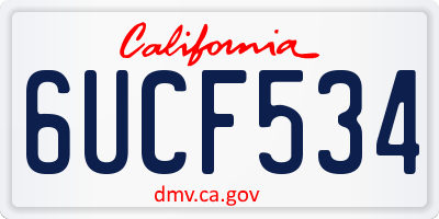 CA license plate 6UCF534