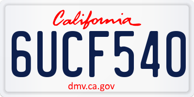 CA license plate 6UCF540