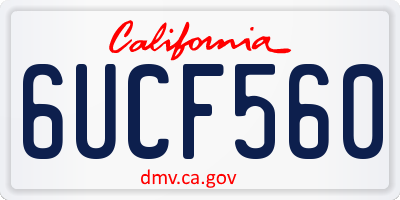 CA license plate 6UCF560