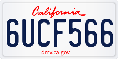 CA license plate 6UCF566