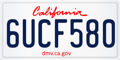 CA license plate 6UCF580