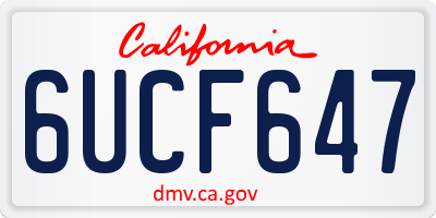 CA license plate 6UCF647