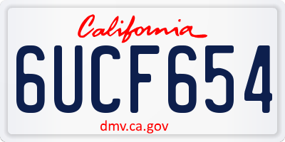 CA license plate 6UCF654