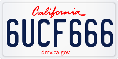 CA license plate 6UCF666