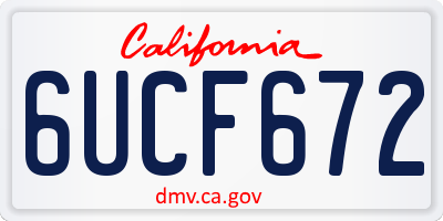 CA license plate 6UCF672