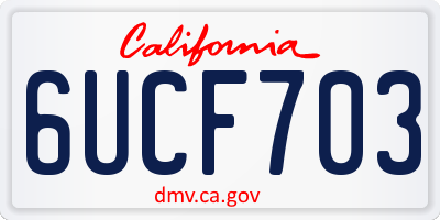CA license plate 6UCF703