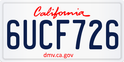 CA license plate 6UCF726