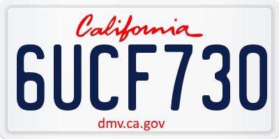 CA license plate 6UCF730