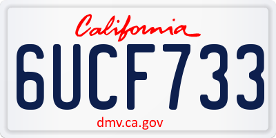 CA license plate 6UCF733