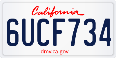 CA license plate 6UCF734