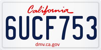 CA license plate 6UCF753
