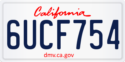CA license plate 6UCF754