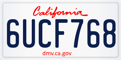 CA license plate 6UCF768
