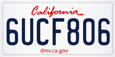 CA license plate 6UCF806