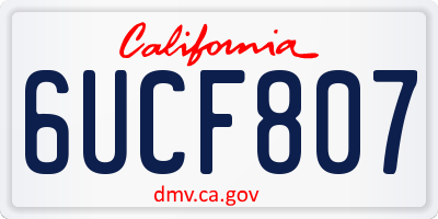 CA license plate 6UCF807