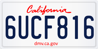CA license plate 6UCF816