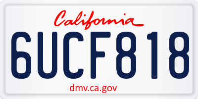 CA license plate 6UCF818
