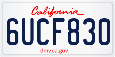 CA license plate 6UCF830