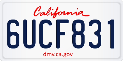 CA license plate 6UCF831