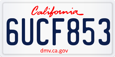 CA license plate 6UCF853